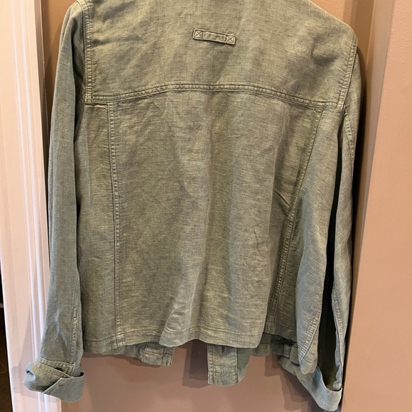 Nicole Miller Linen Jacket Sage Green sz Medium Like New - Picture 3 of 6